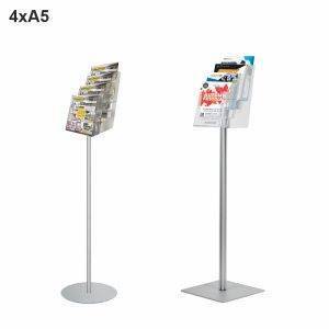 Floor-standing brochure holder with 4 A5 pockets