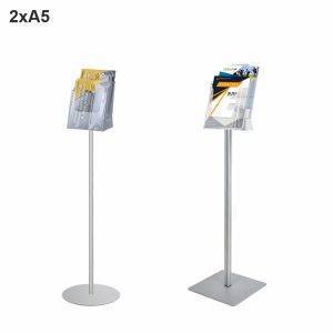 Floor standing brochure holder with 2 A4 pockets