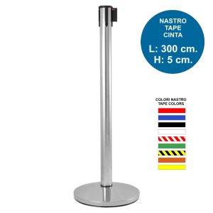 colonne de marqueur d'itinéraire en acier poli argenté, ruban personnalisable de 3 m, disponible en neuf coloris