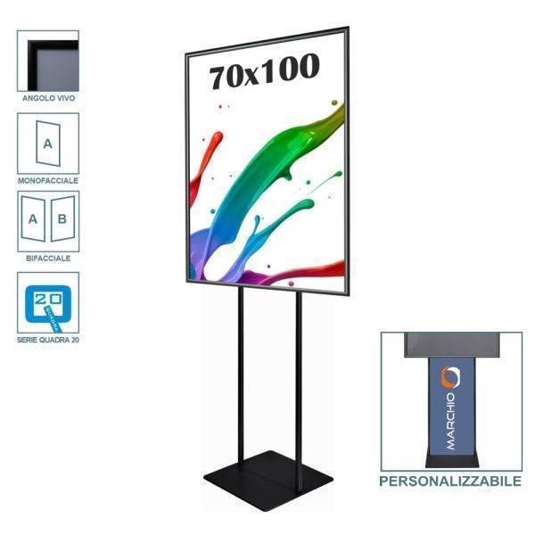 Cadre snap autoportant 70x100 entièrement noir simple face double face angle vif