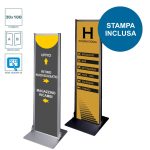 Mini totem flat 30x100 completo di stampa bifacciale a colori disponibile con struttura nera e silver