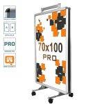 Chevalet publicitaire 70x100 PRO trolley avec roues freinantes